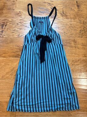 Authentic Y2K Betsey Johnson Vertical Stripe Pocket Dress Size 8
